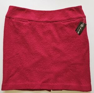 Ladies Red Wool Mini Skirt Size 12 Coin Pockets Fully Lined Back Slit NWT